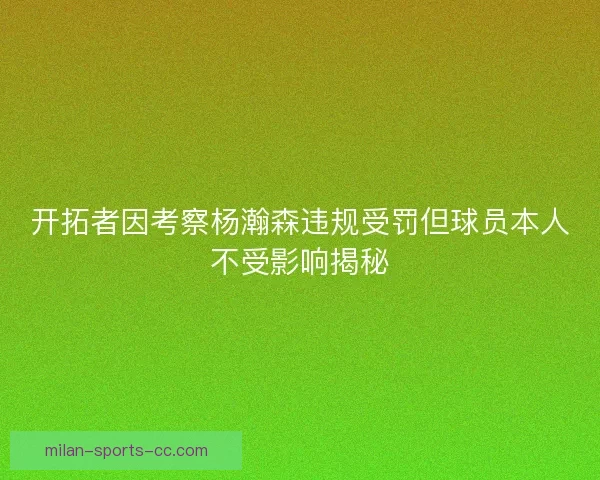 开拓者因考察杨瀚森违规受罚但球员本人不受影响揭秘