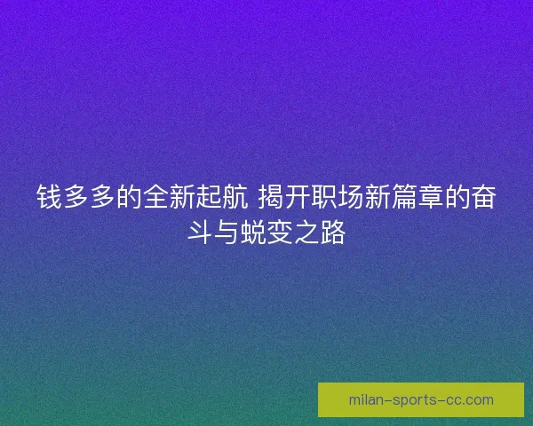 钱多多的全新起航 揭开职场新篇章的奋斗与蜕变之路