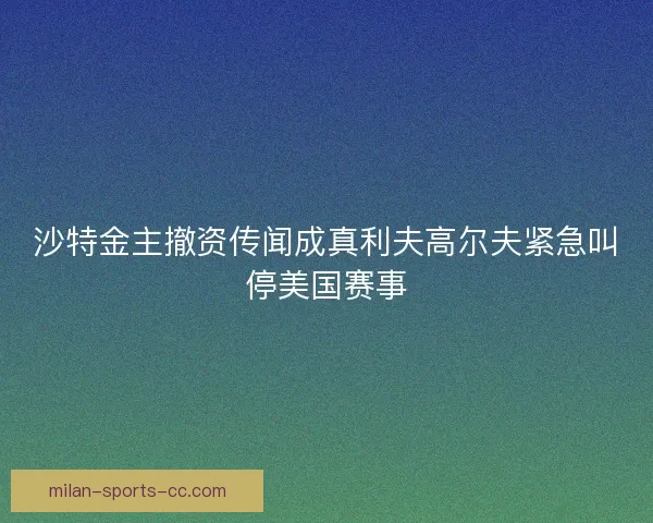 沙特金主撤资传闻成真利夫高尔夫紧急叫停美国赛事