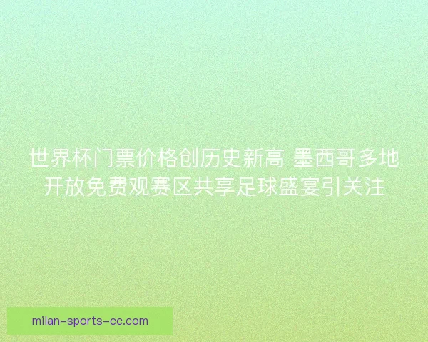 世界杯门票价格创历史新高 墨西哥多地开放免费观赛区共享足球盛宴引关注